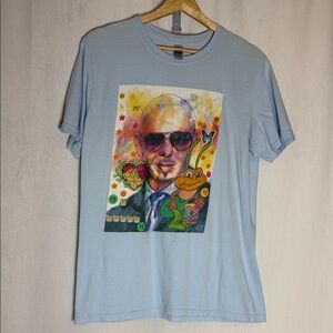 Pitbull Graphic Light Blue Men's T-Shirt Size M Short Sleeve 100% Cotton